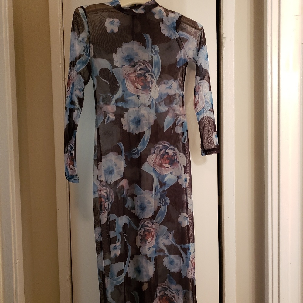 "Long sleeve sheer dress"